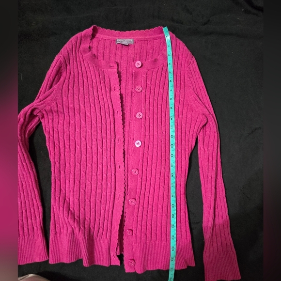 Laura Scott Fuchsia Ribbed Cardigan - Picture 3 of 6